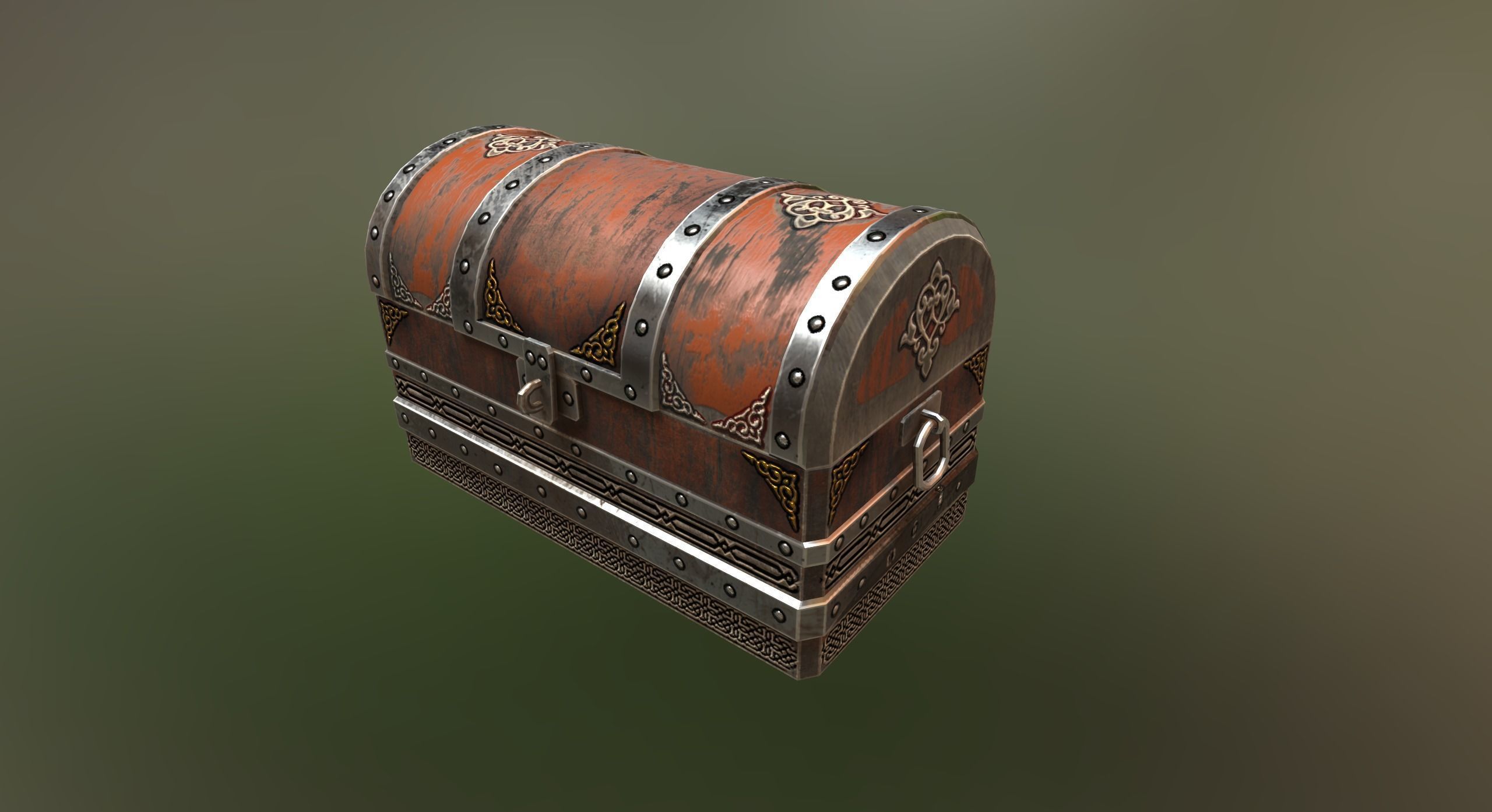 Chest of treasures Low-poly 3D model_2