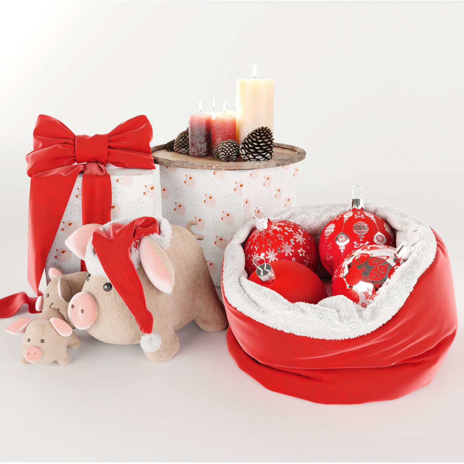 Pig with toys 3D model_2