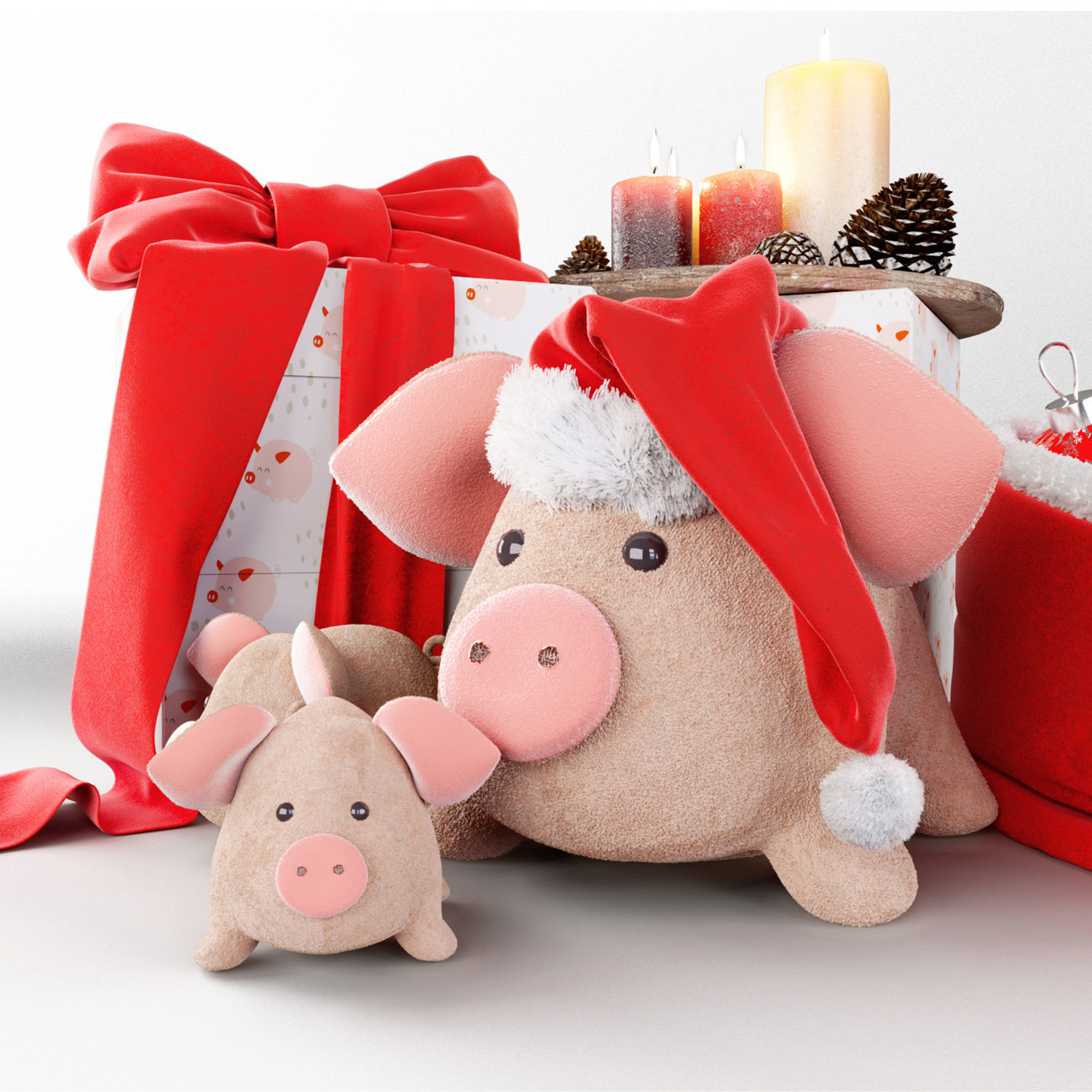 Pig with toys 3D model_1