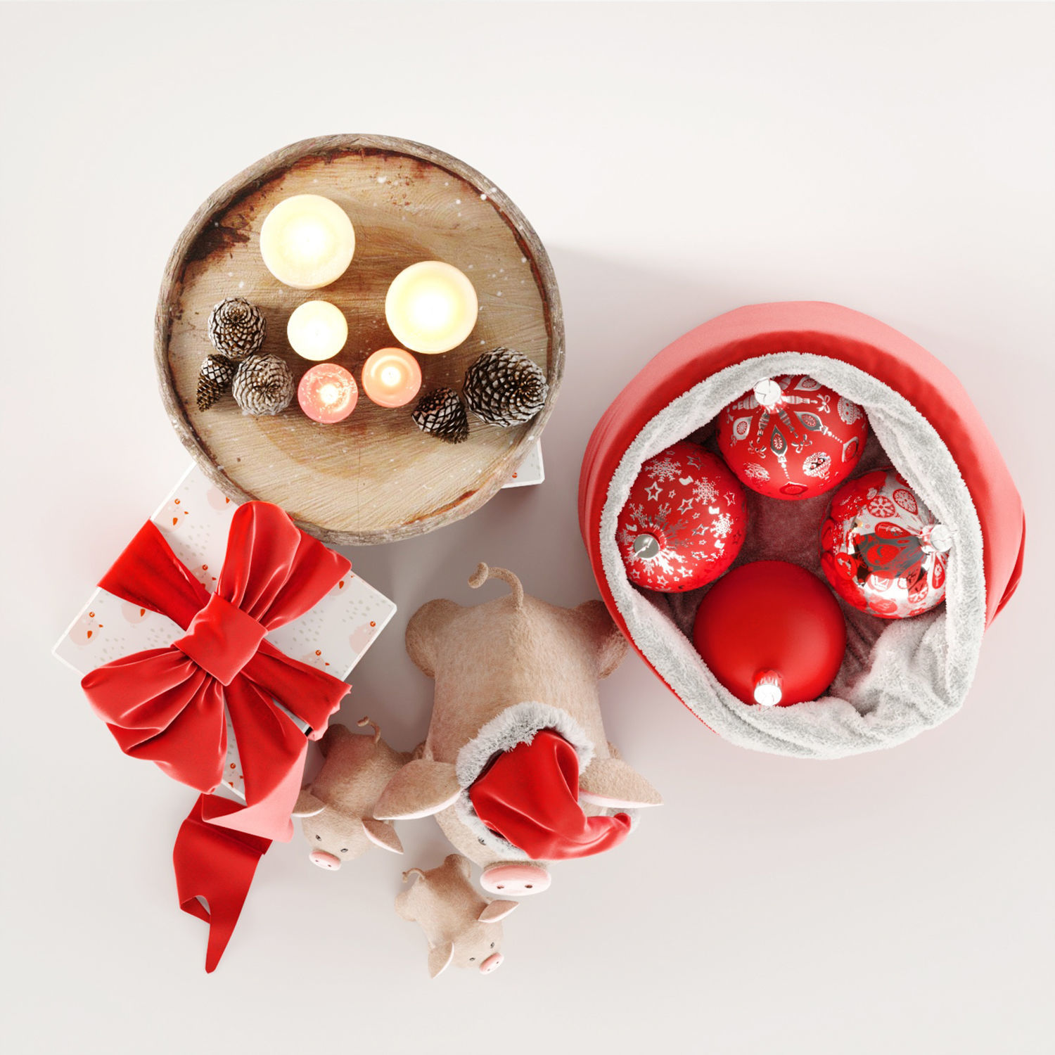 Pig with toys 3D model_3