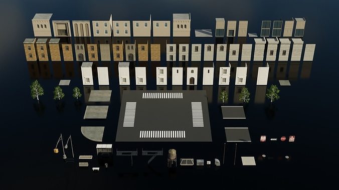 Manhattan - Modular City Low-poly 3D model 2