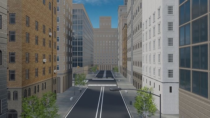 Manhattan - Modular City Low-poly 3D model 7