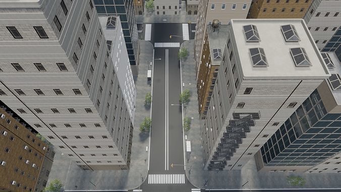 Manhattan - Modular City Low-poly 3D model 6