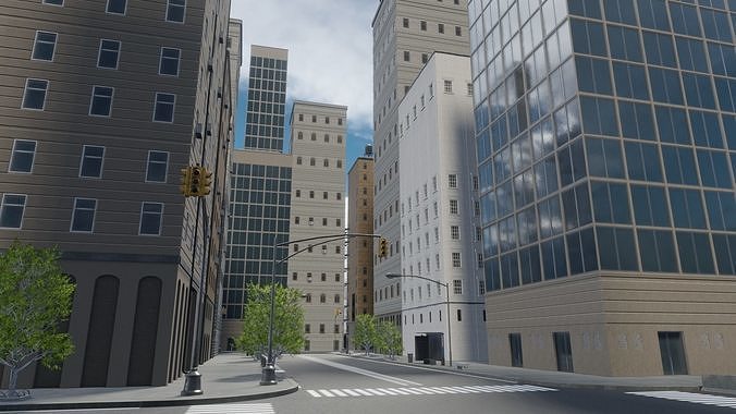 Manhattan - Modular City Low-poly 3D model 5