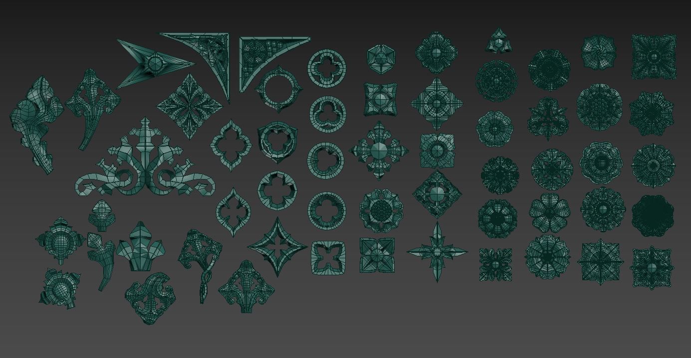Medieval Gothic Ornaments pack 3D model_29