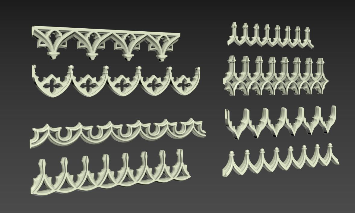 Medieval Gothic Ornaments pack 3D model_12
