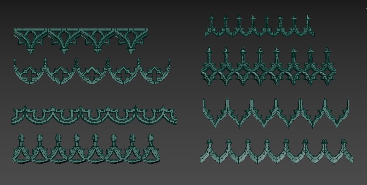 Medieval Gothic Ornaments pack 3D model_9