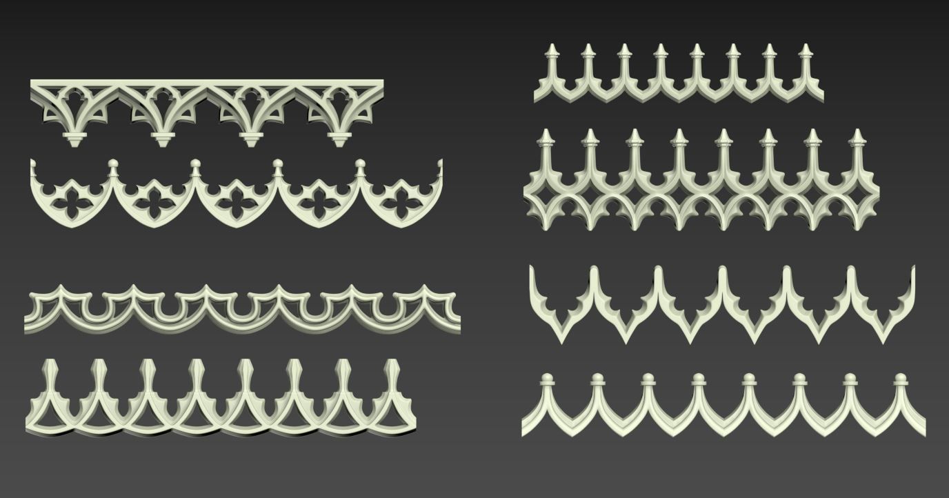 Medieval Gothic Ornaments pack 3D model_11