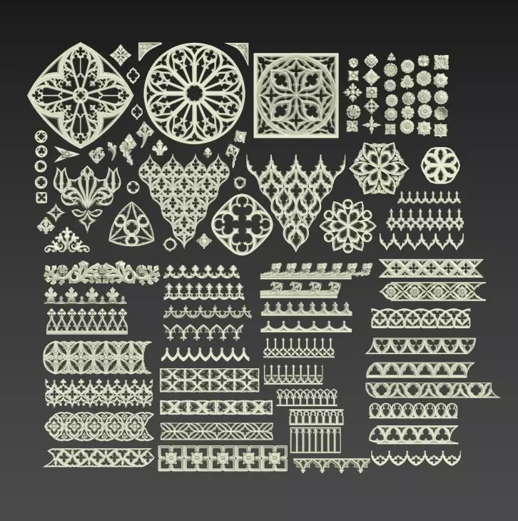 Medieval Gothic Ornaments pack 3D model_0