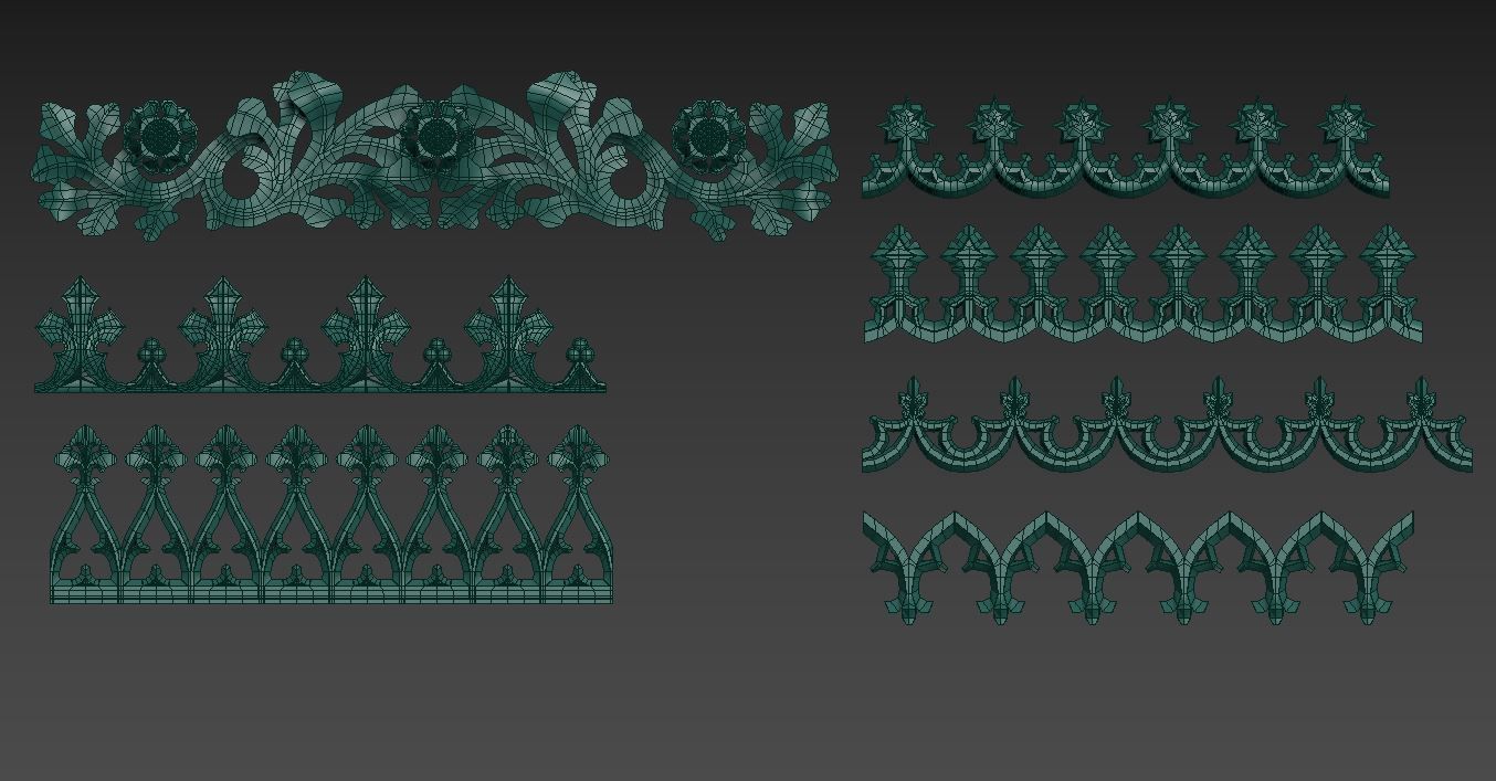 Medieval Gothic Ornaments pack 3D model_5