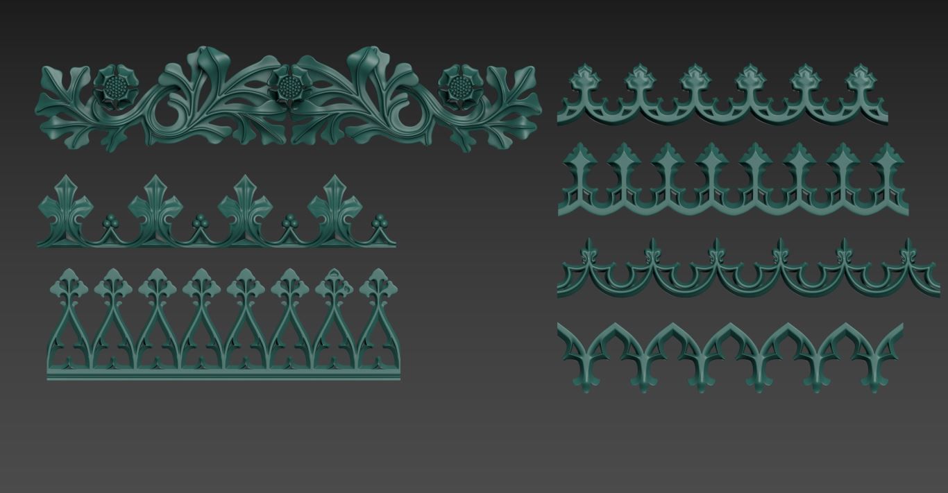 Medieval Gothic Ornaments pack 3D model_6