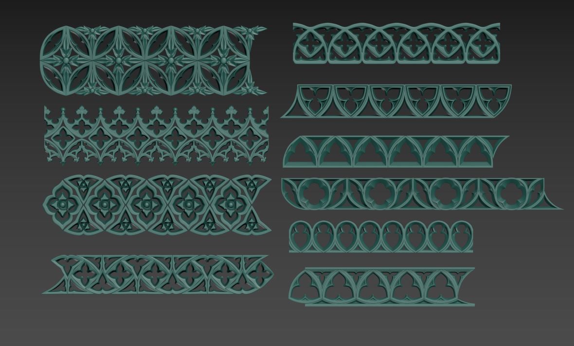 Medieval Gothic Ornaments pack 3D model_14