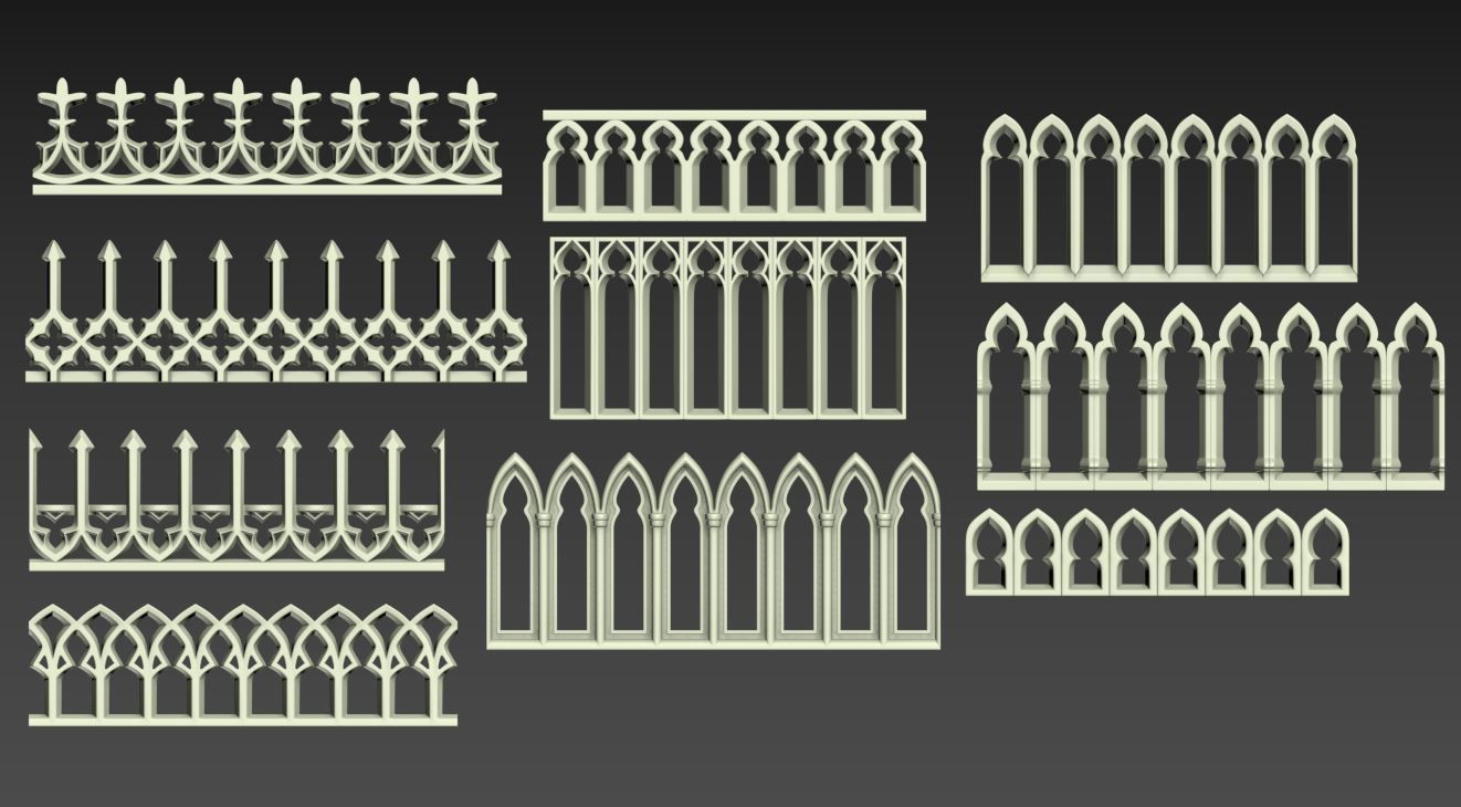 Medieval Gothic Ornaments pack 3D model_23