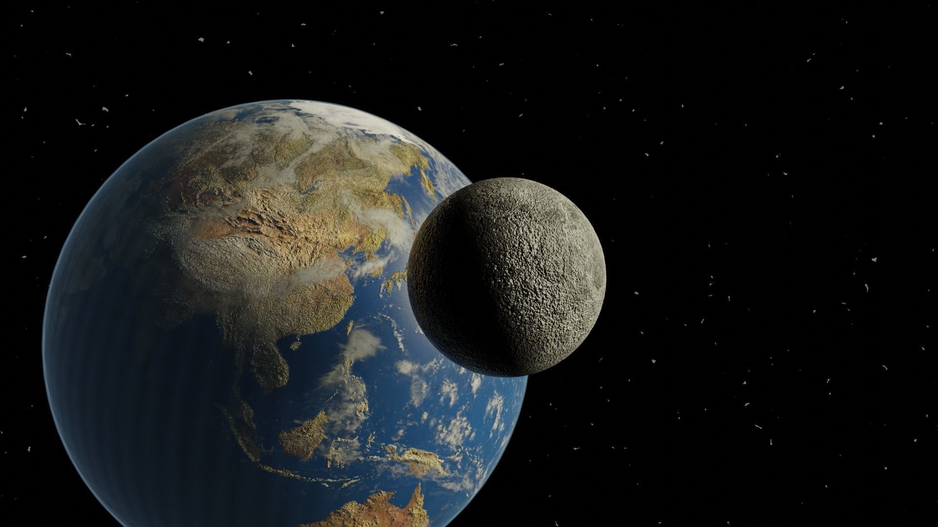 Earth and Moon Low-poly 3D model_9