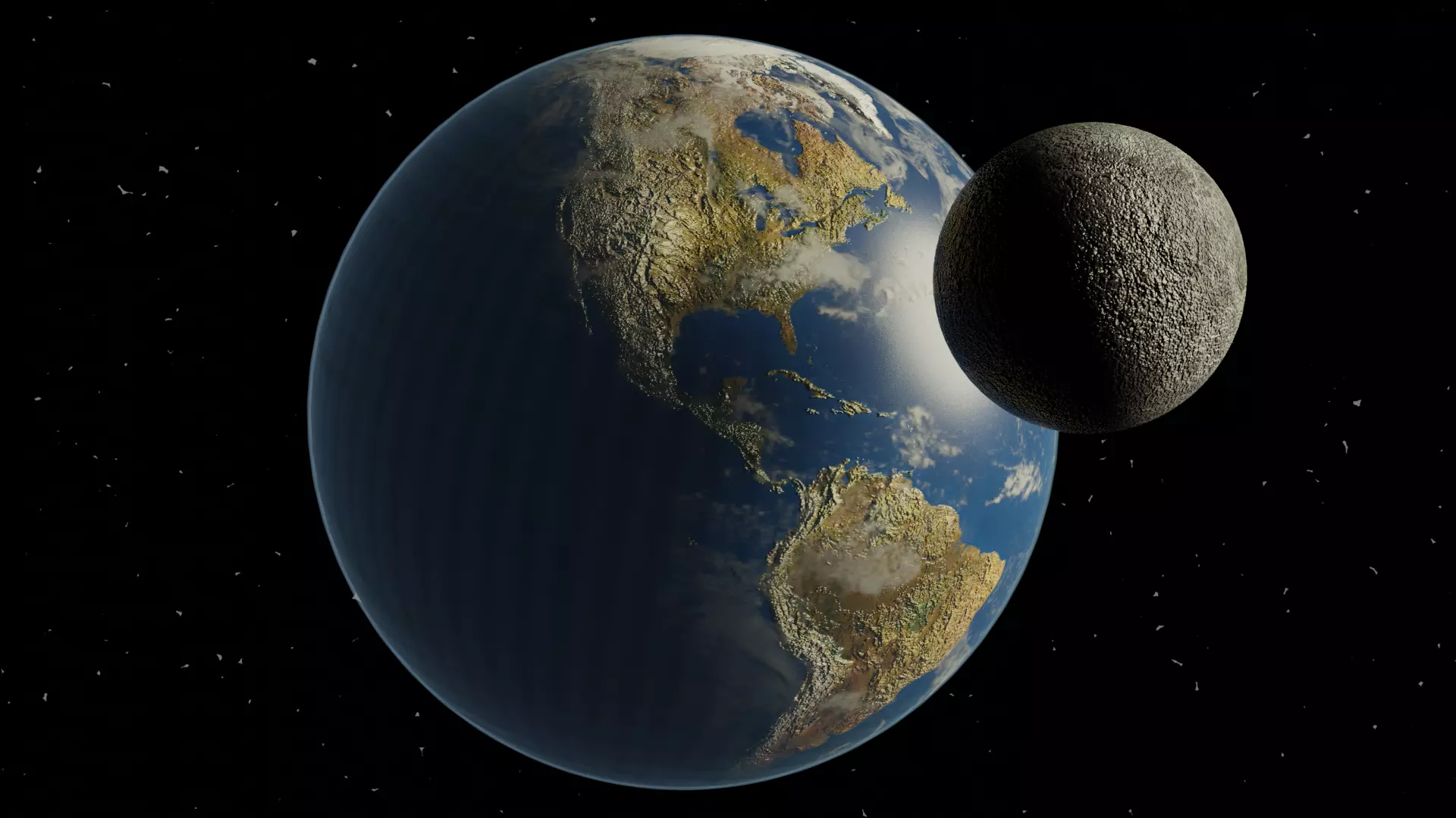 Earth and Moon Low-poly 3D model_0