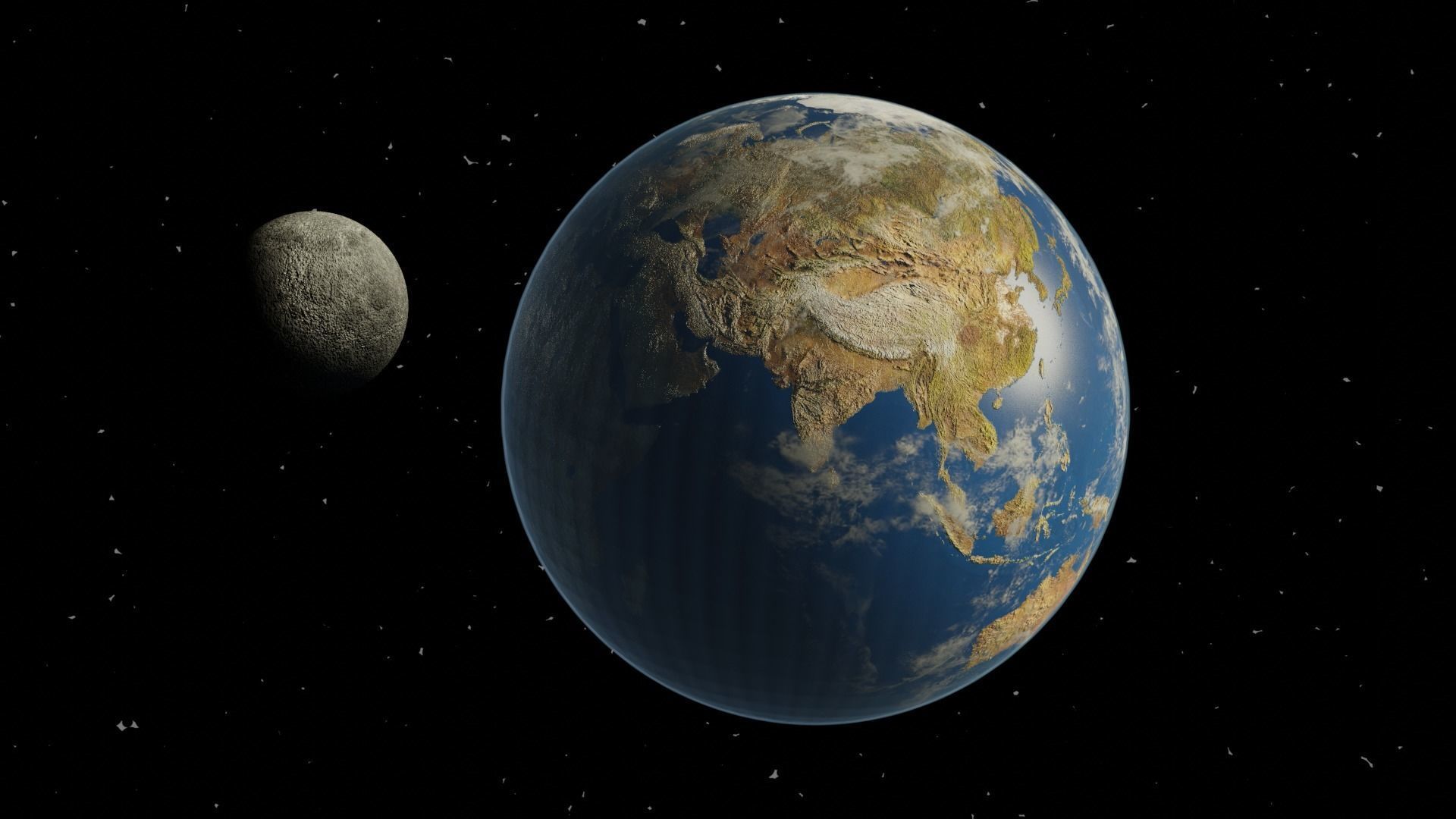 Earth and Moon Low-poly 3D model_12