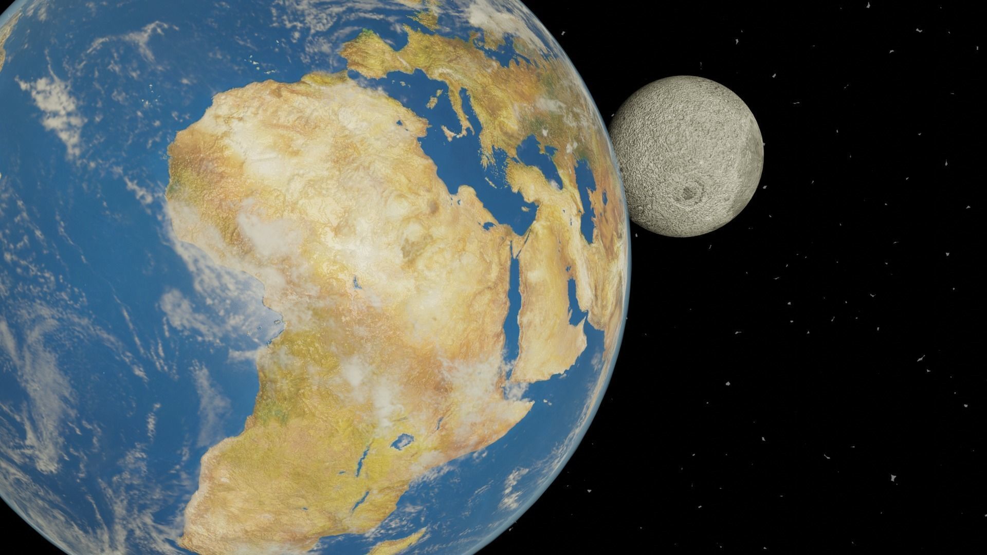 Earth and Moon Low-poly 3D model_19