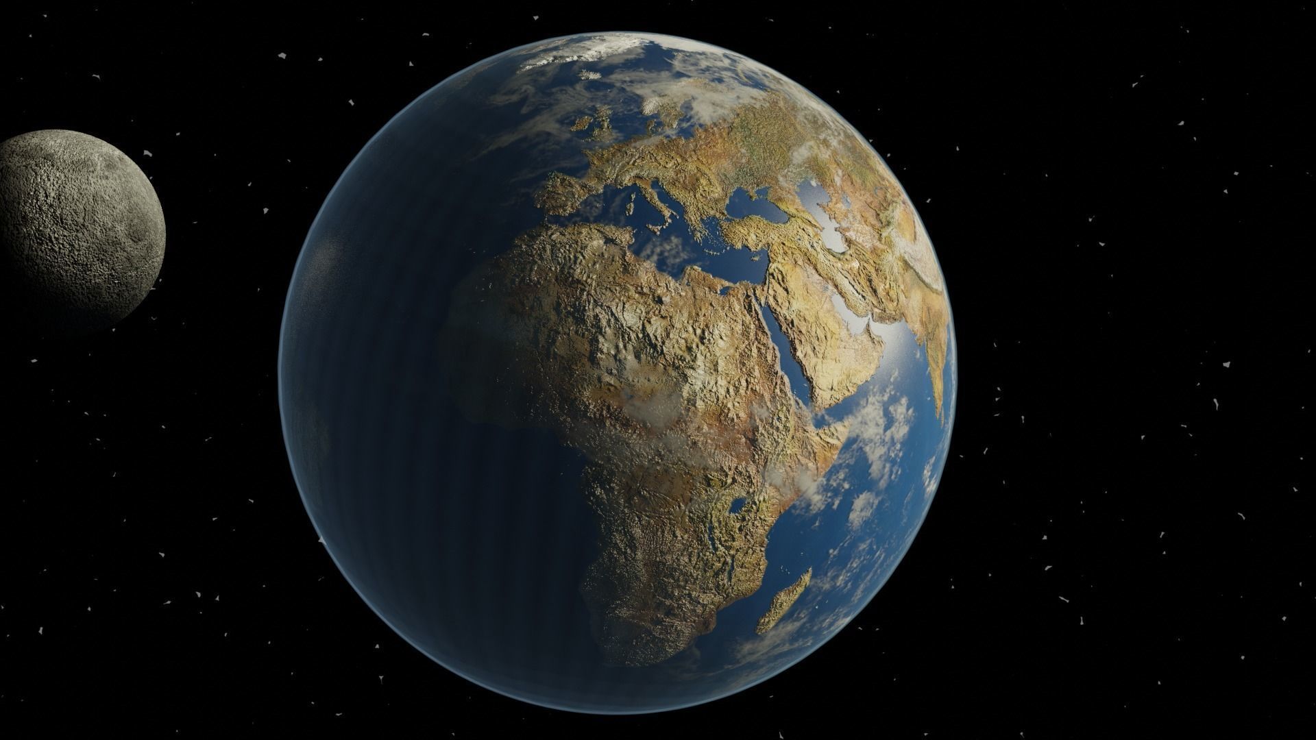 Earth and Moon Low-poly 3D model_15