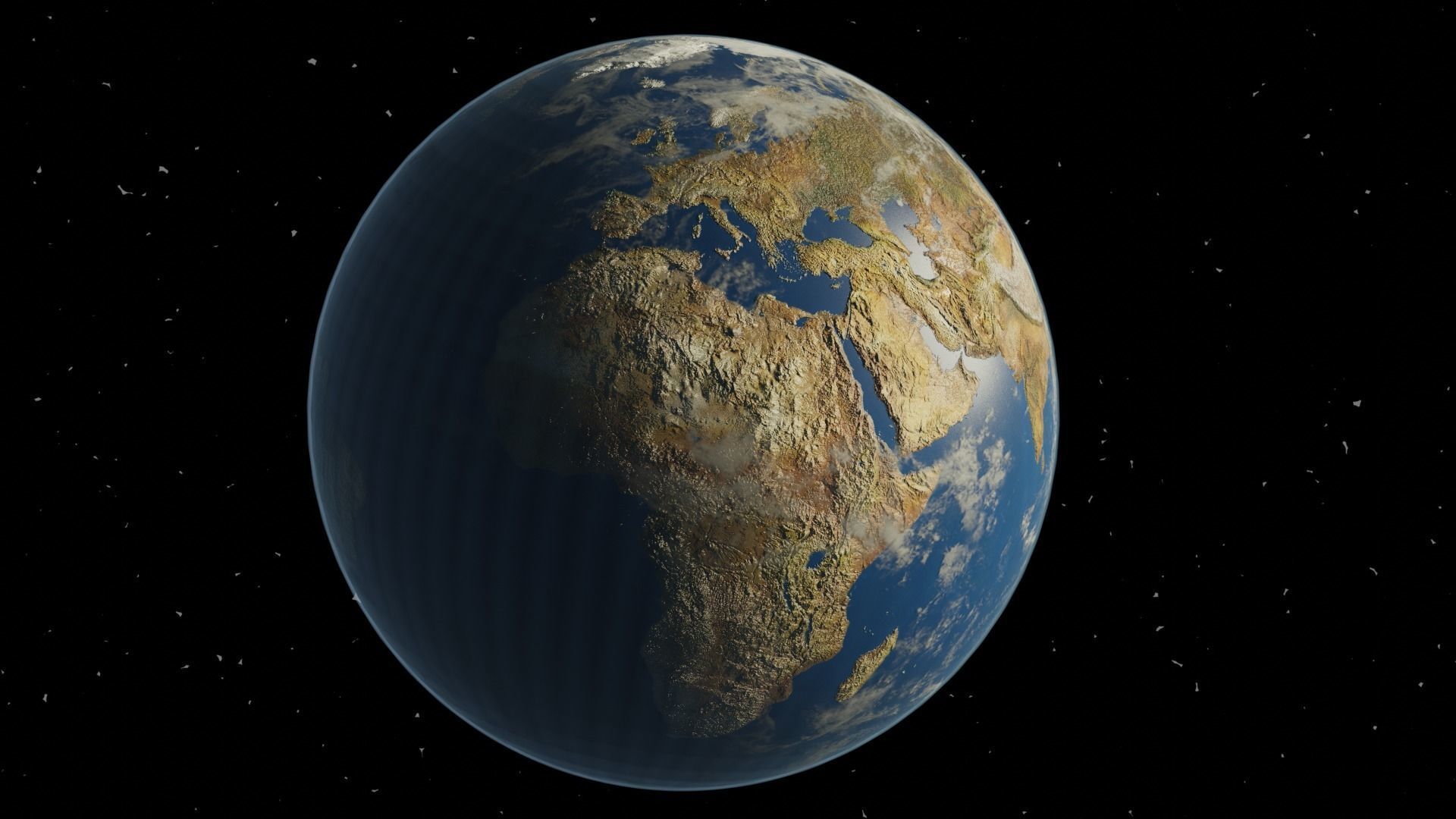 Earth and Moon Low-poly 3D model_16