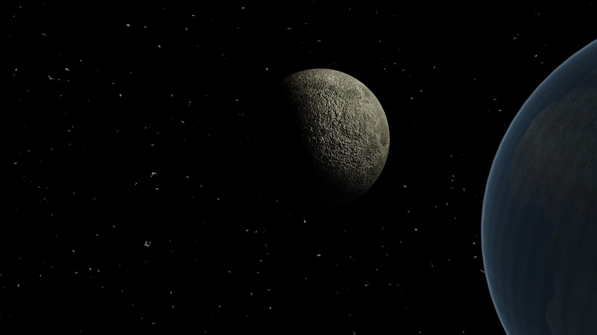 Earth and Moon Low-poly 3D model_13