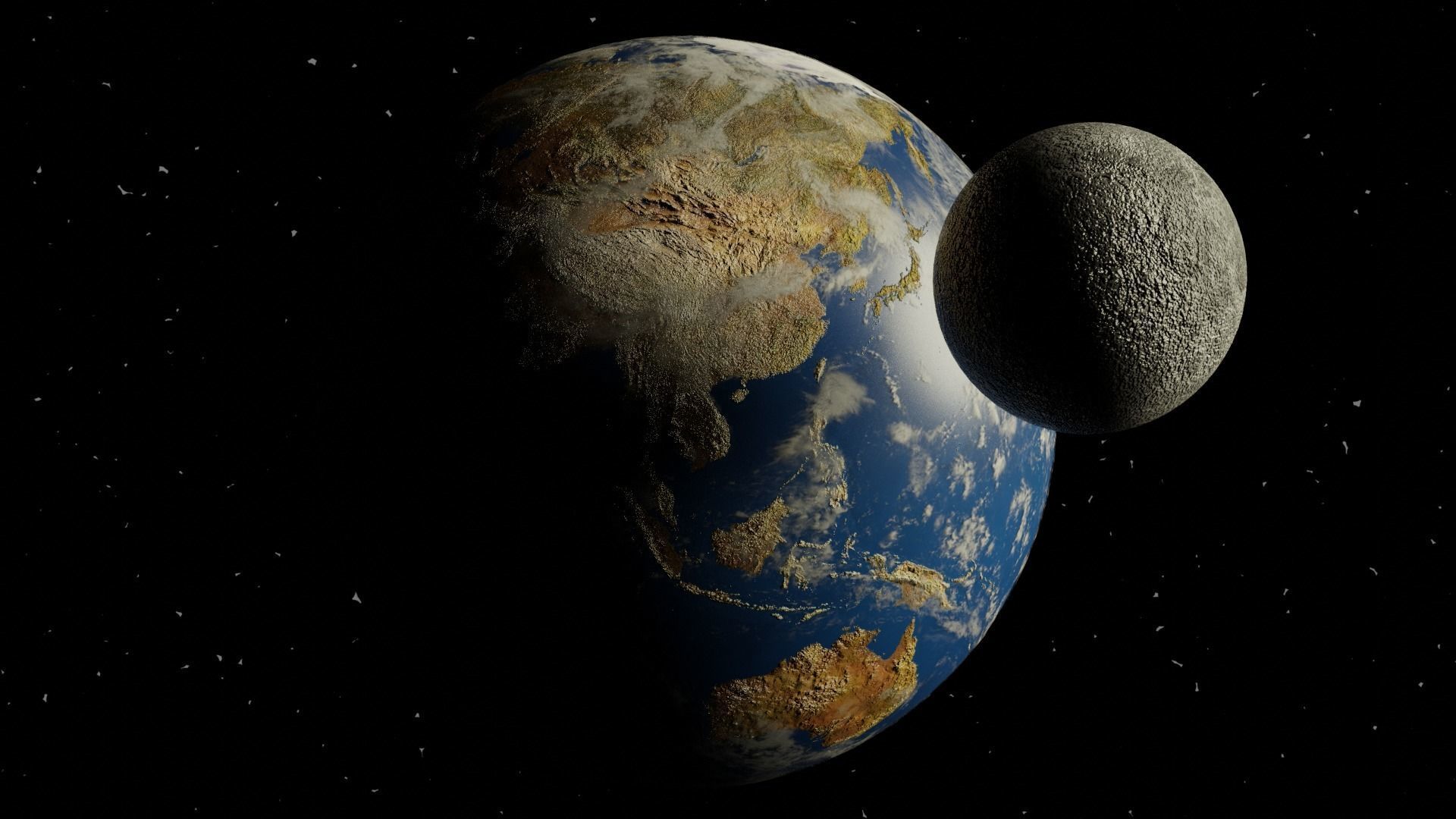 Earth and Moon Low-poly 3D model_4