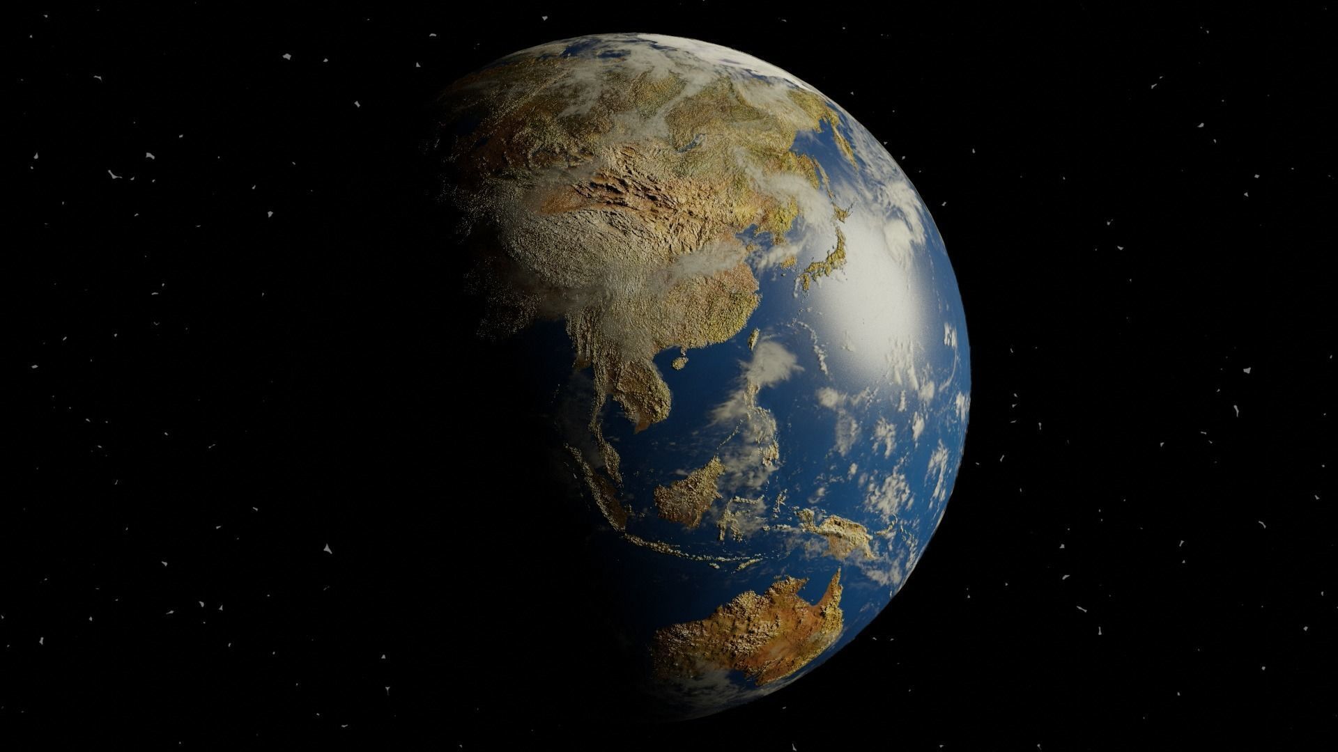 Earth and Moon Low-poly 3D model_18
