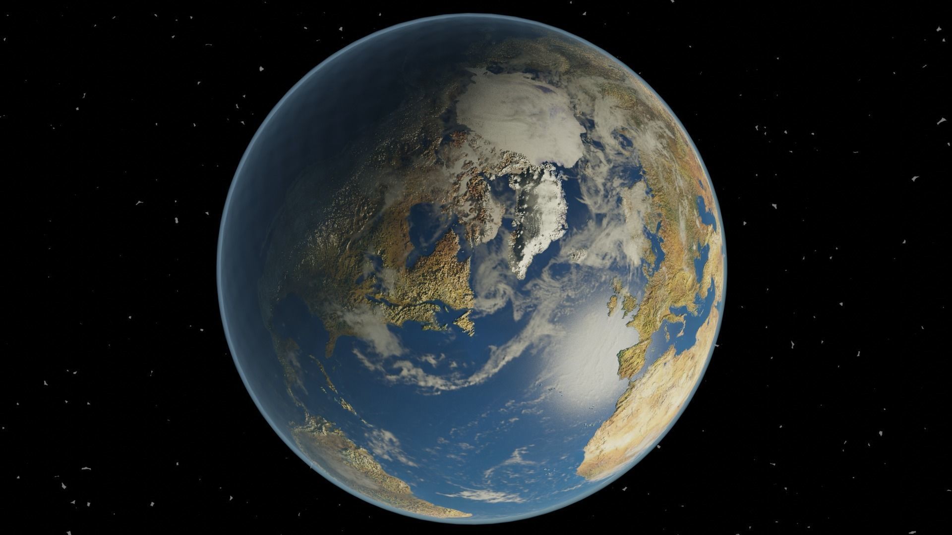 Earth and Moon Low-poly 3D model_10
