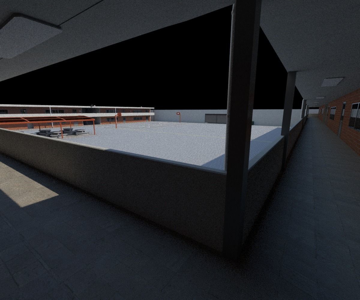 College School Secondary Low-poly 3D model_16