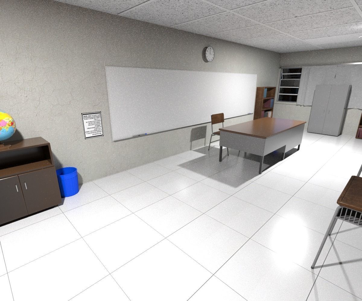 College School Secondary Low-poly 3D model_22