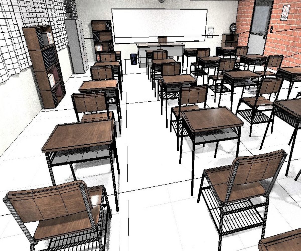 College School Secondary Low-poly 3D model_5