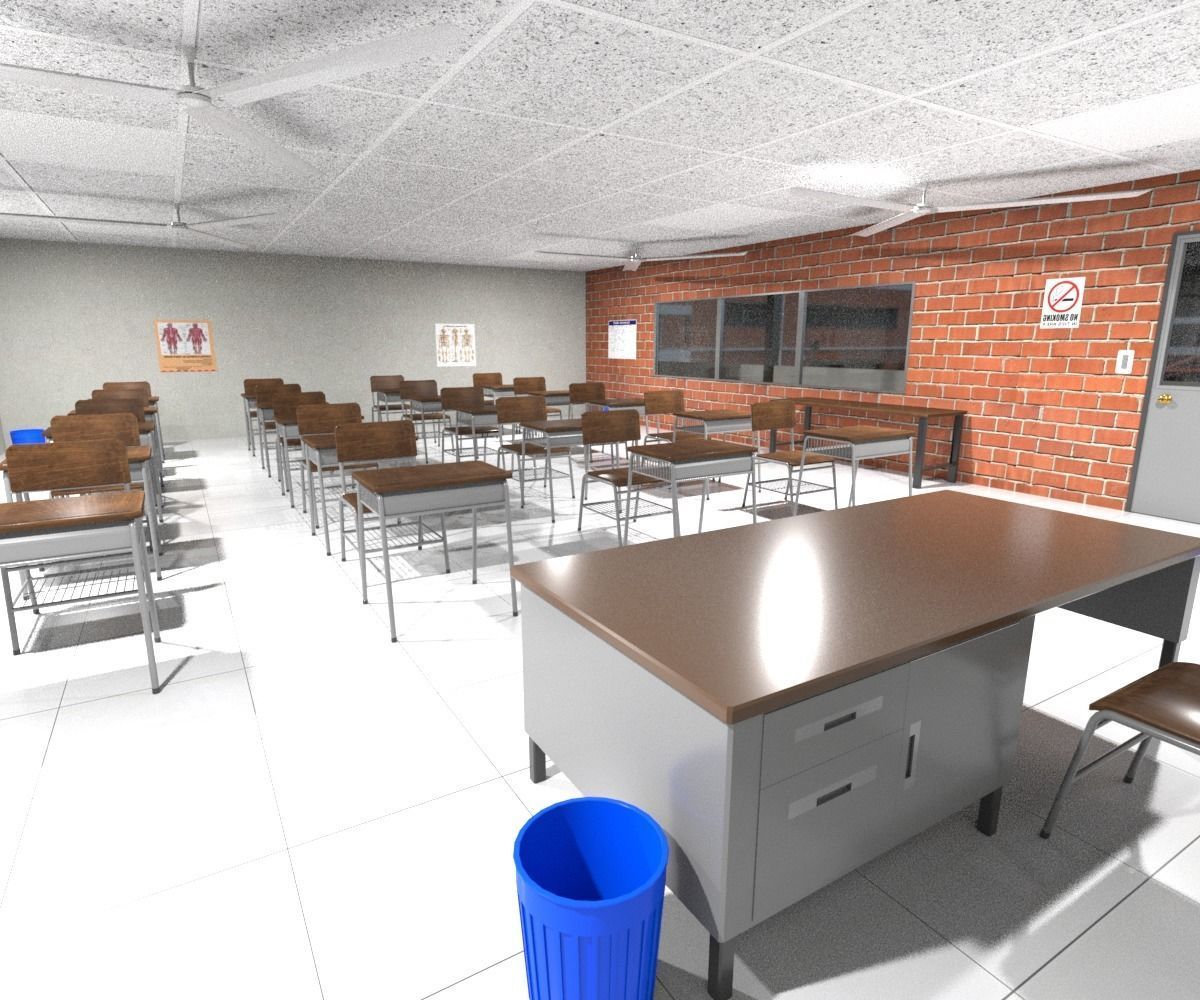 College School Secondary Low-poly 3D model_23