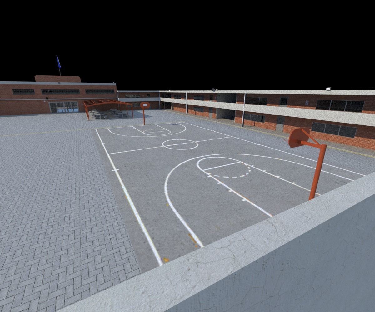 College School Secondary Low-poly 3D model_10