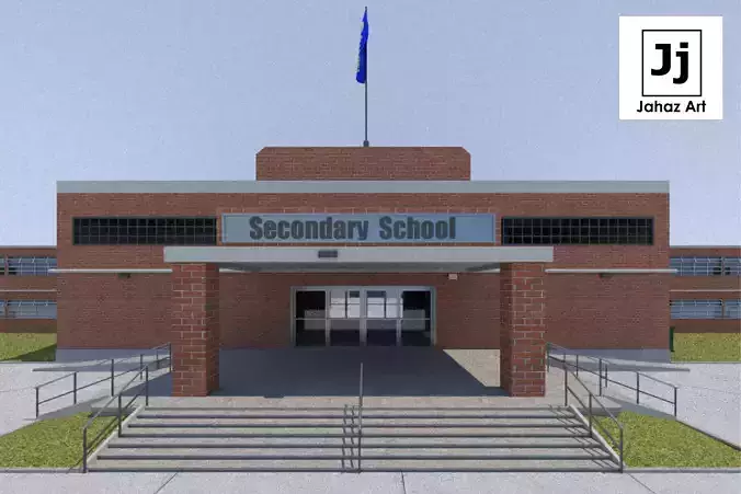 College School Secondary Low-poly 3D model