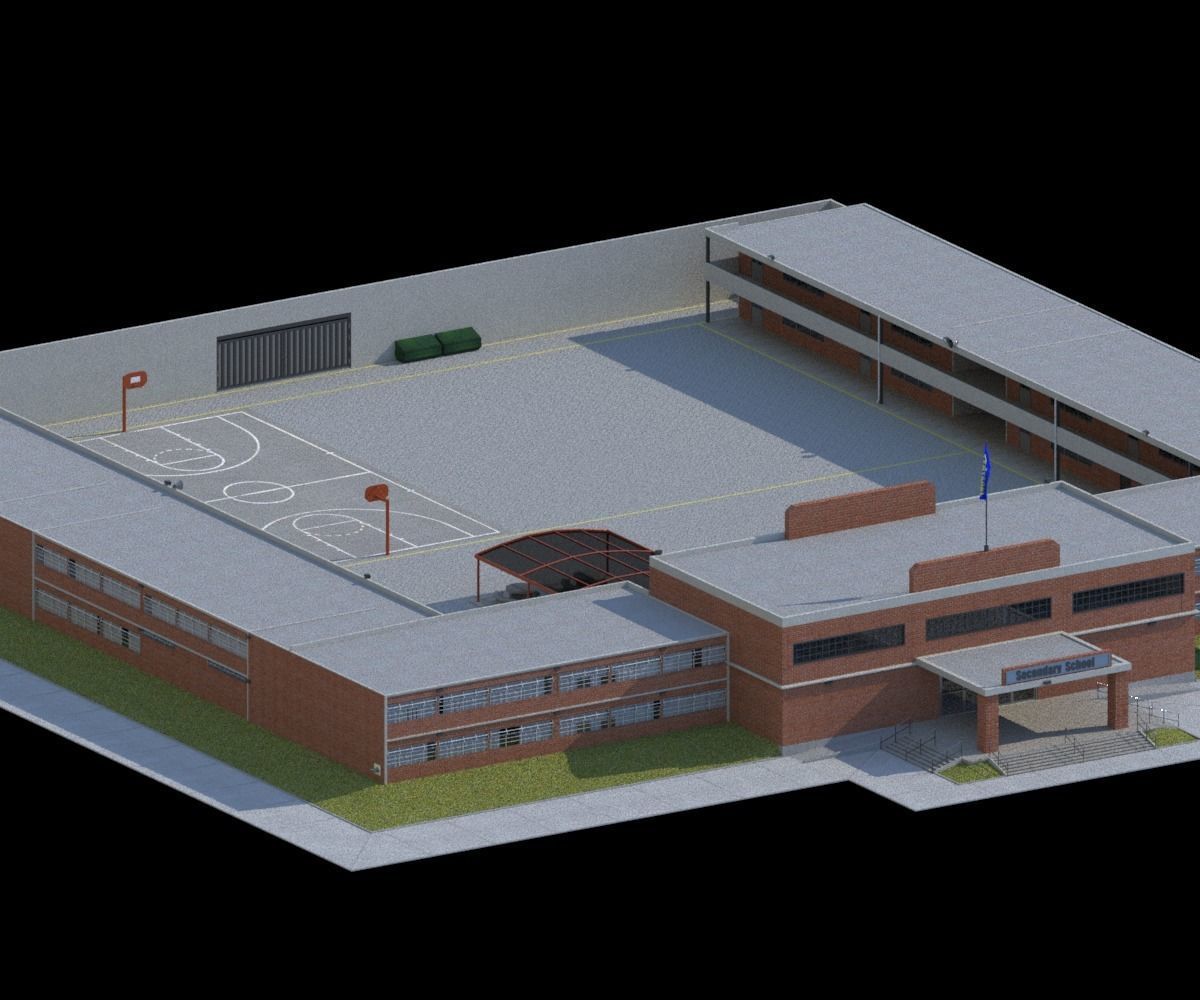 College School Secondary Low-poly 3D model_9