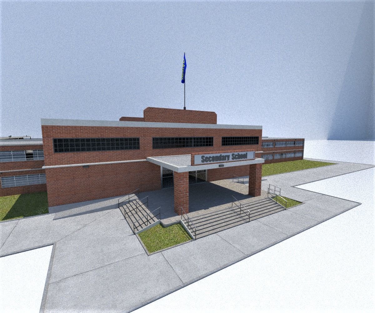 College School Secondary Low-poly 3D model_3