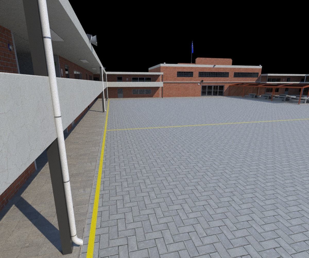 College School Secondary Low-poly 3D model_24