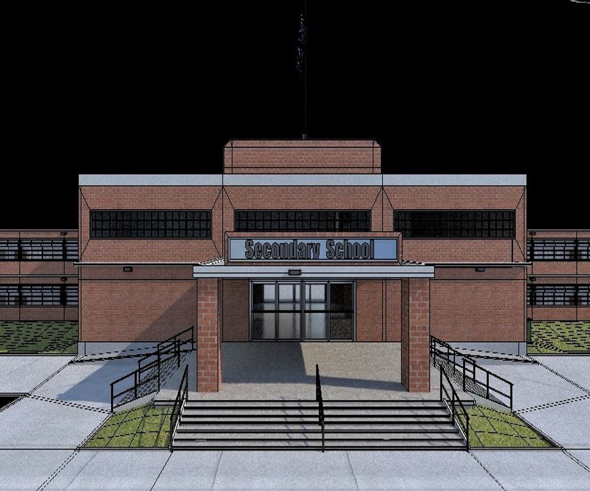 College School Secondary Low-poly 3D model_4