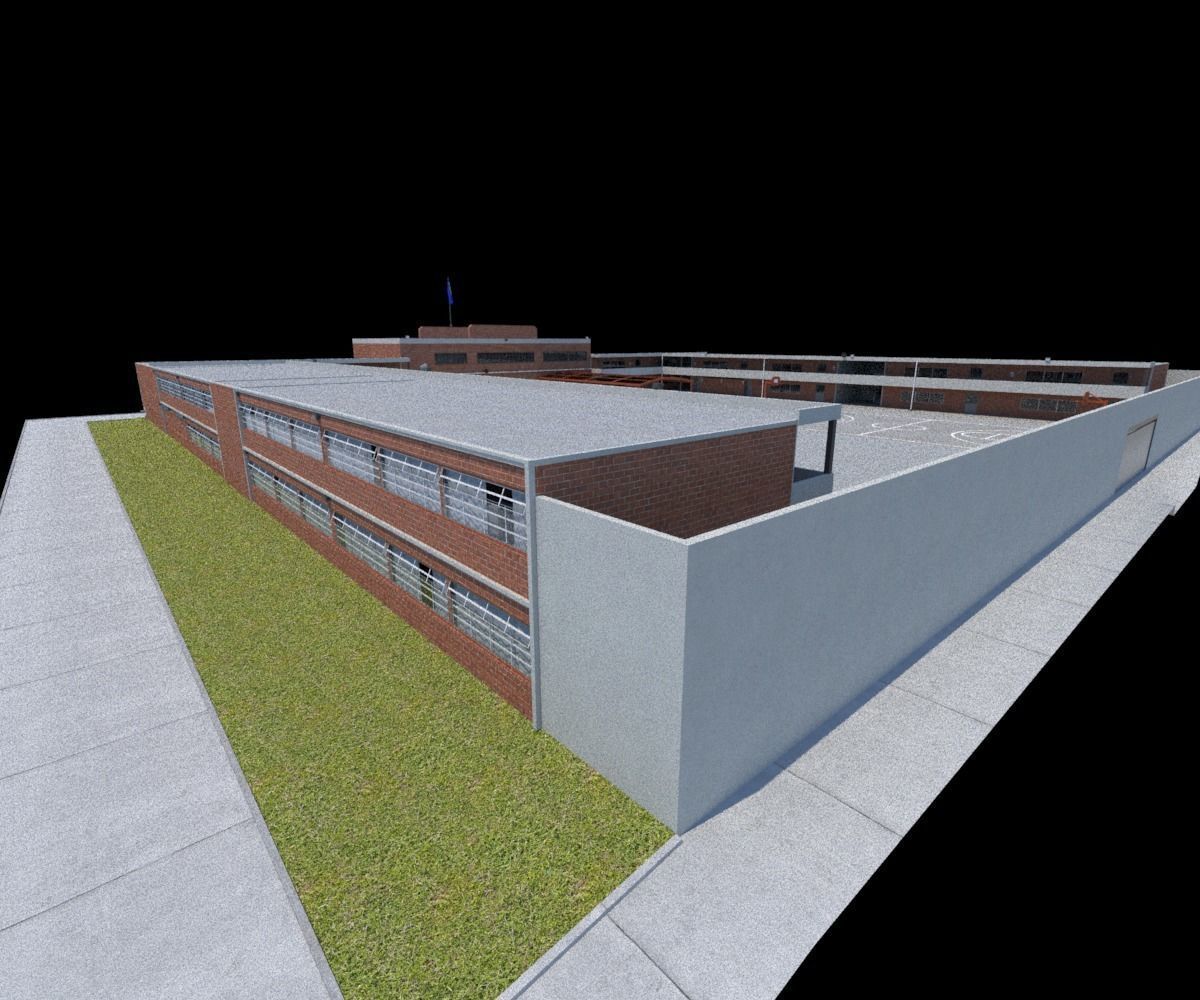 College School Secondary Low-poly 3D model_8