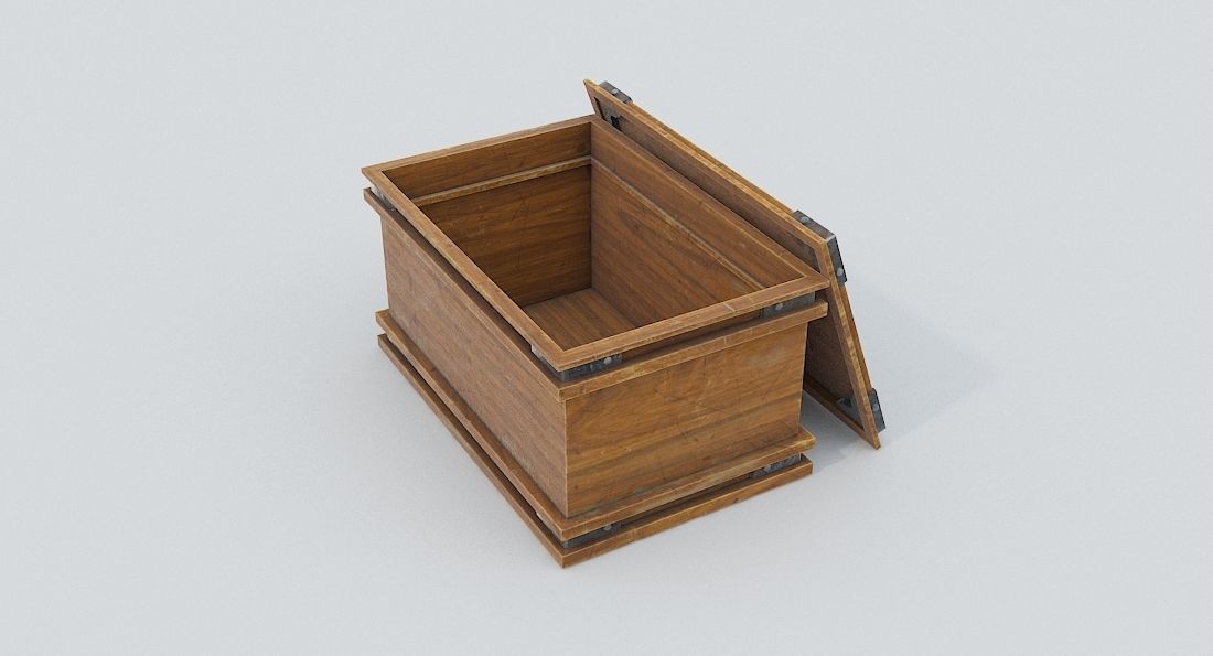 Wooden Chest Low-poly 3D model_1