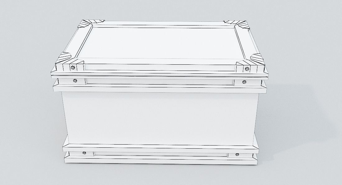 Wooden Chest Low-poly 3D model_2