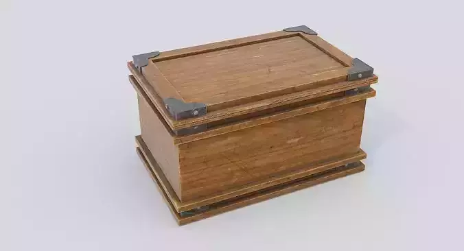 Wooden Chest Low-poly 3D model