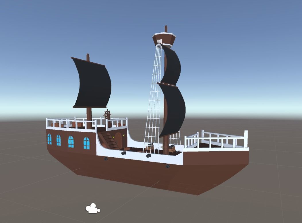 Cartoon Pirate Ship Low-poly 3D model_7