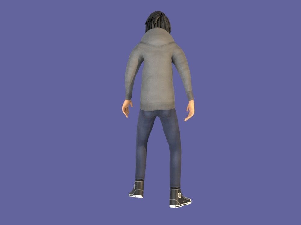 Man Boy 3D model rigged and animated Low-poly 3D model_24