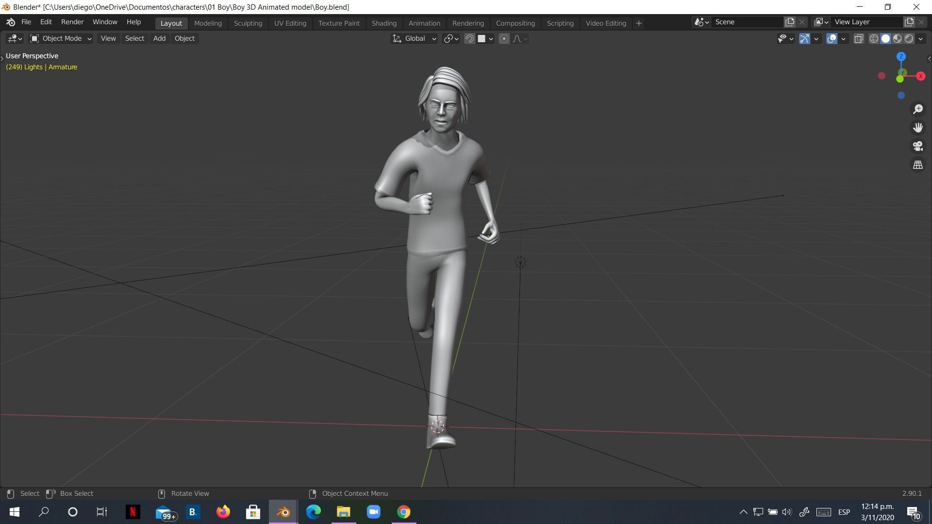 Man Boy 3D model rigged and animated Low-poly 3D model_32
