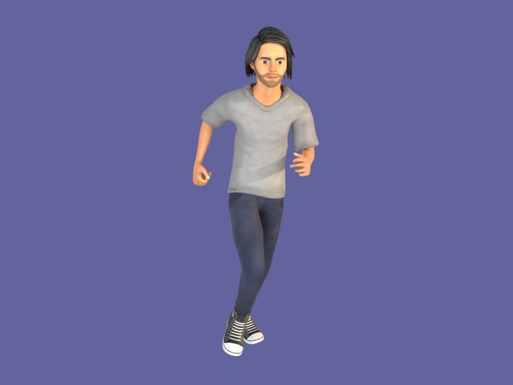 Man Boy 3D model rigged and animated Low-poly 3D model_11
