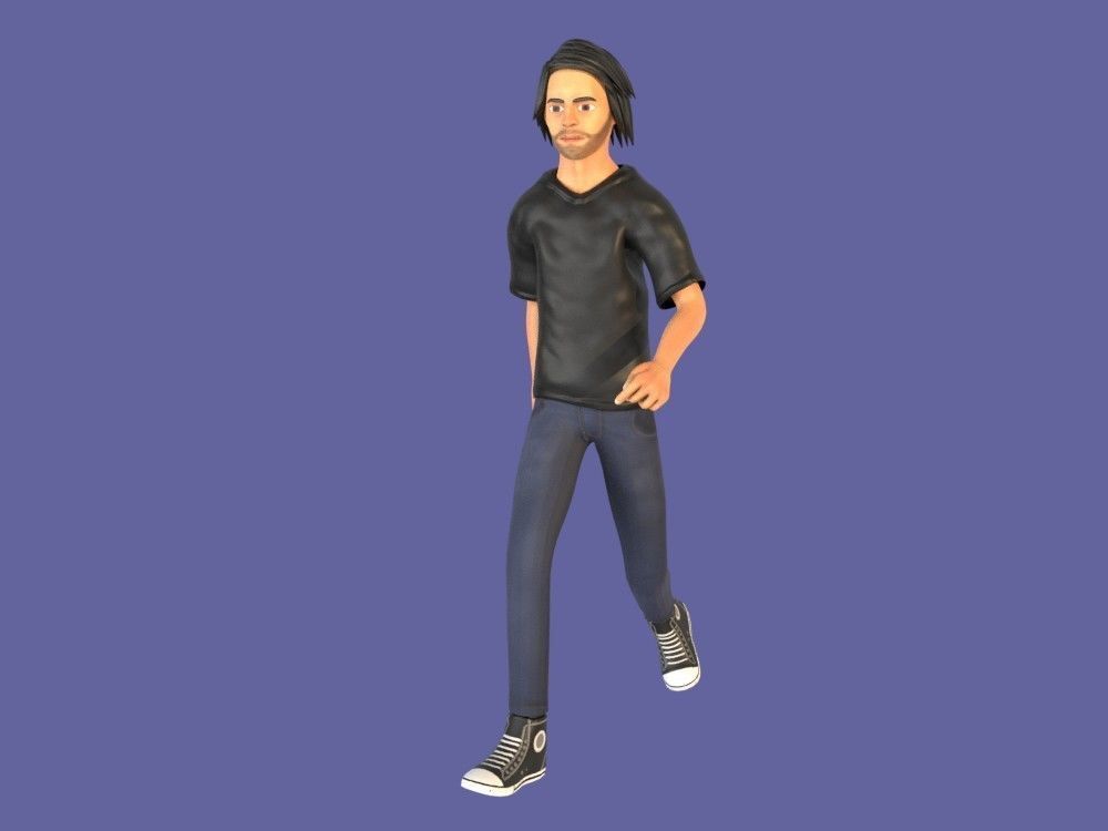 Man Boy 3D model rigged and animated Low-poly 3D model_7