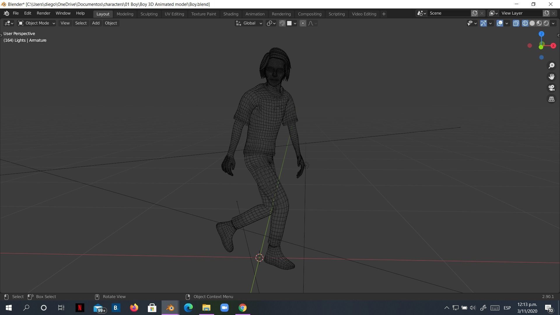 Man Boy 3D model rigged and animated Low-poly 3D model_33