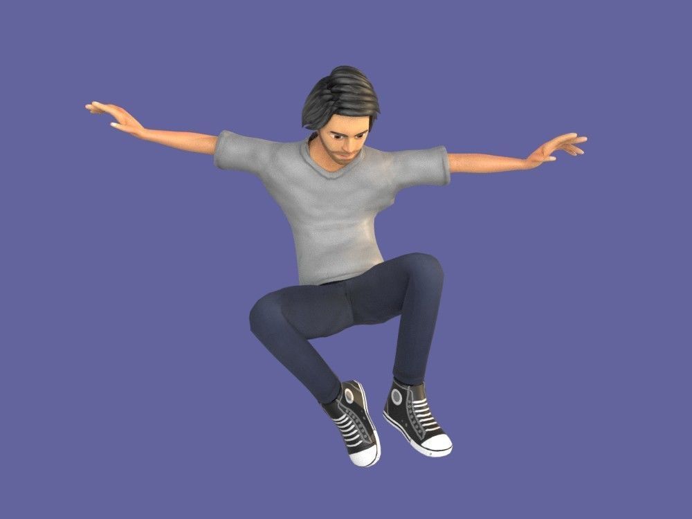 Man Boy 3D model rigged and animated Low-poly 3D model_16