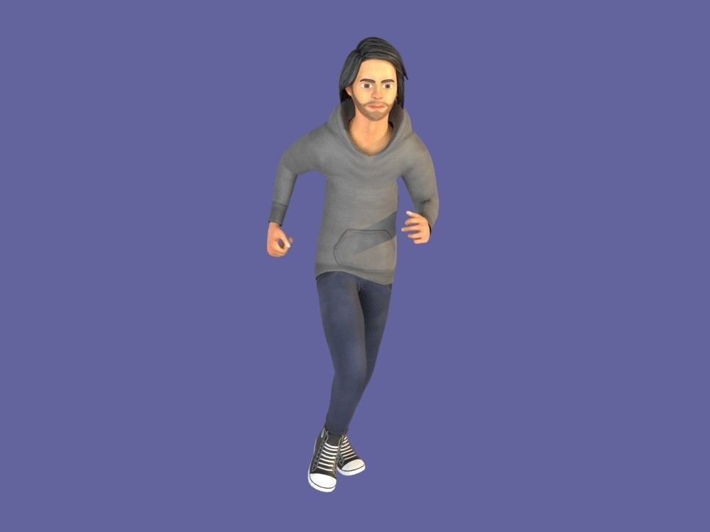 Man Boy 3D model rigged and animated Low-poly 3D model_9