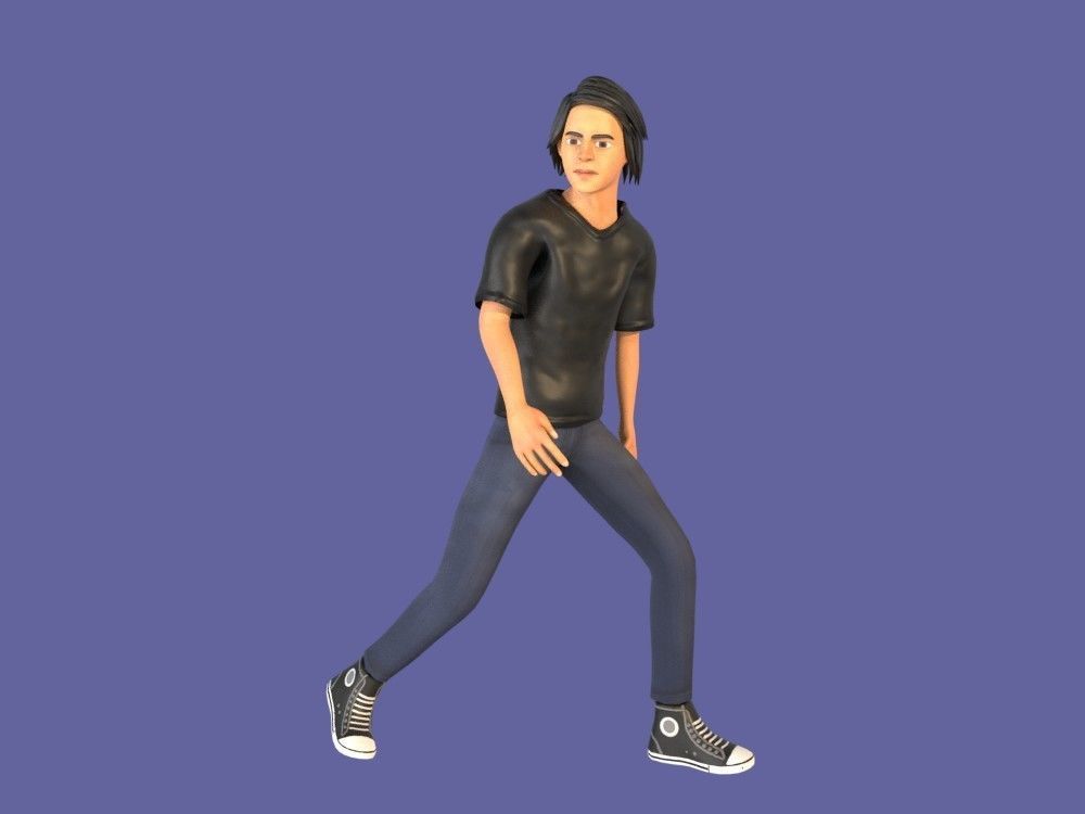 Man Boy 3D model rigged and animated Low-poly 3D model_20